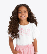 CONJ FEM BL SEA CUTE LANT GLIT SHORT MLT BRANCO/ROSA
