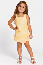 CONJ FEM REG E SHORT SAIA TRICOLINE LIST AMARELO