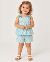 CONJ FEM REG ALCA LACOS E SHORT EST AZUL CLARO