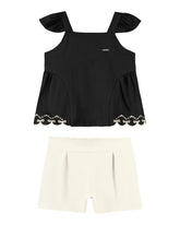 CONJ FEM REG BORD BARRA E SHORT P ROMA PRETO