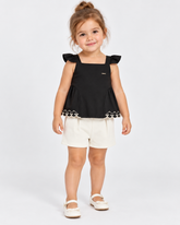 CONJ FEM REG BORD BARRA E SHORT P ROMA PRETO