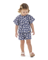CONJ FEM BL SHORT COTTON EST DIG FLORES MARINHO