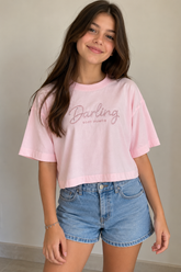 BLUSA FEM JUV MC DARLING BORDADO ROSA CLARO
