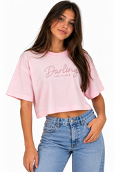 BLUSA FEM JUV MC DARLING BORDADO ROSA CLARO