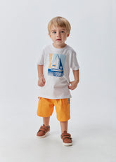 CONJ MAS CAM EST BARCO E BERM SARJA BRANCO/LARANJA