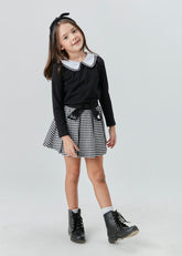 CONJ FEM BL ML E SAIA PREGAS TRIC XADREZ PRETO