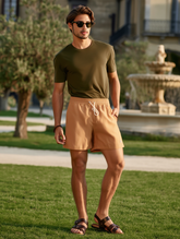 SHORT LINHO MASC LISO MARROM CARAMELO