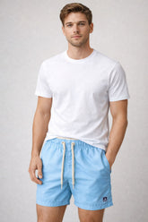 BERMUDA TACTEL PELETIZADO LISO AZUL AGUA/KHAKI