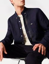 CAMISA ML MAS LINHO LACOSTE MARINHO