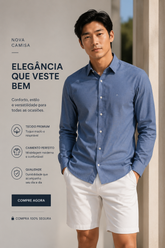 CAMISA MAS ML ARAMIS FIL A FIL ANTILIA AZUL CLASSICO