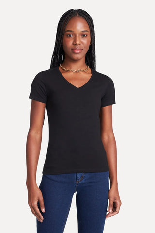 BLUSA MC FEM BASICA DEC V SIMPLES + PRETO