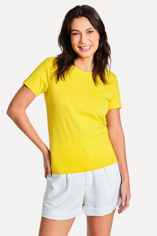 BLUSA MC FEM SIMPLES AMARELO