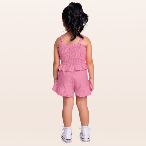 CONJ FEM REG LASTEX 3 LACOS E SHORT BAB ROSA