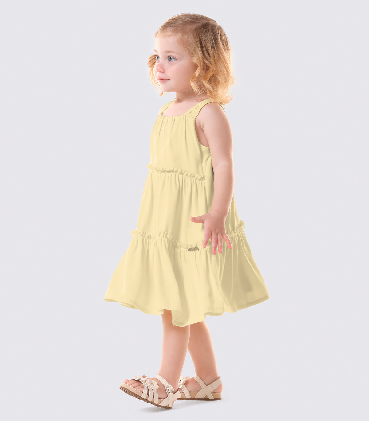VESTIDO ALCA C DET VISC BABADOS DECOR AMARELO