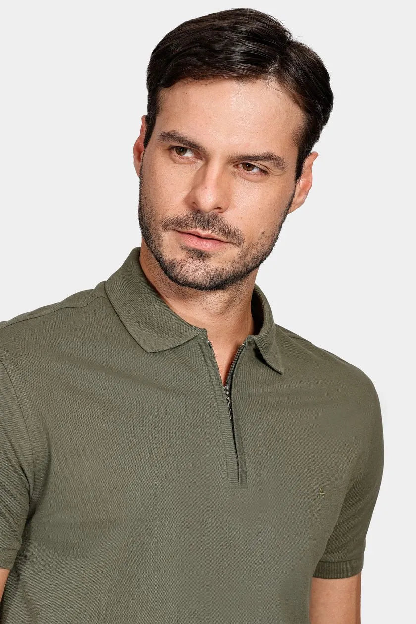POLO MAS MC PIQUET ZIPER ARAMIS VERDE MILITAR