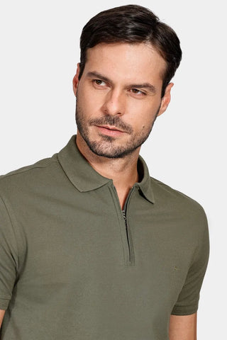 POLO MAS MC PIQUET ZIPER ARAMIS VERDE MILITAR