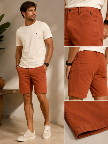 NOVO BERMUDA RSV MAS SARJA COLOR LARANJA FERRUGEM