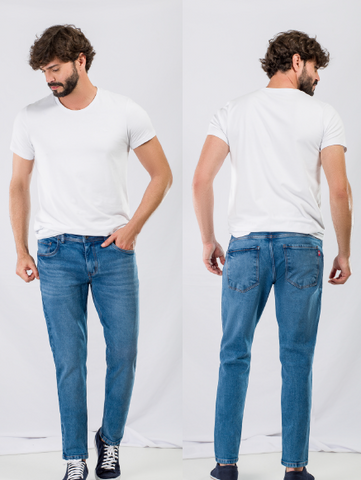 NOVO CALCA JEANS MASC SKINNY C  BIGODES AZUL JEANS