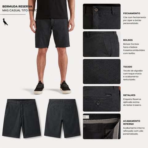 BERMUDA RESERVA MAS CASUAL TITO PRETO