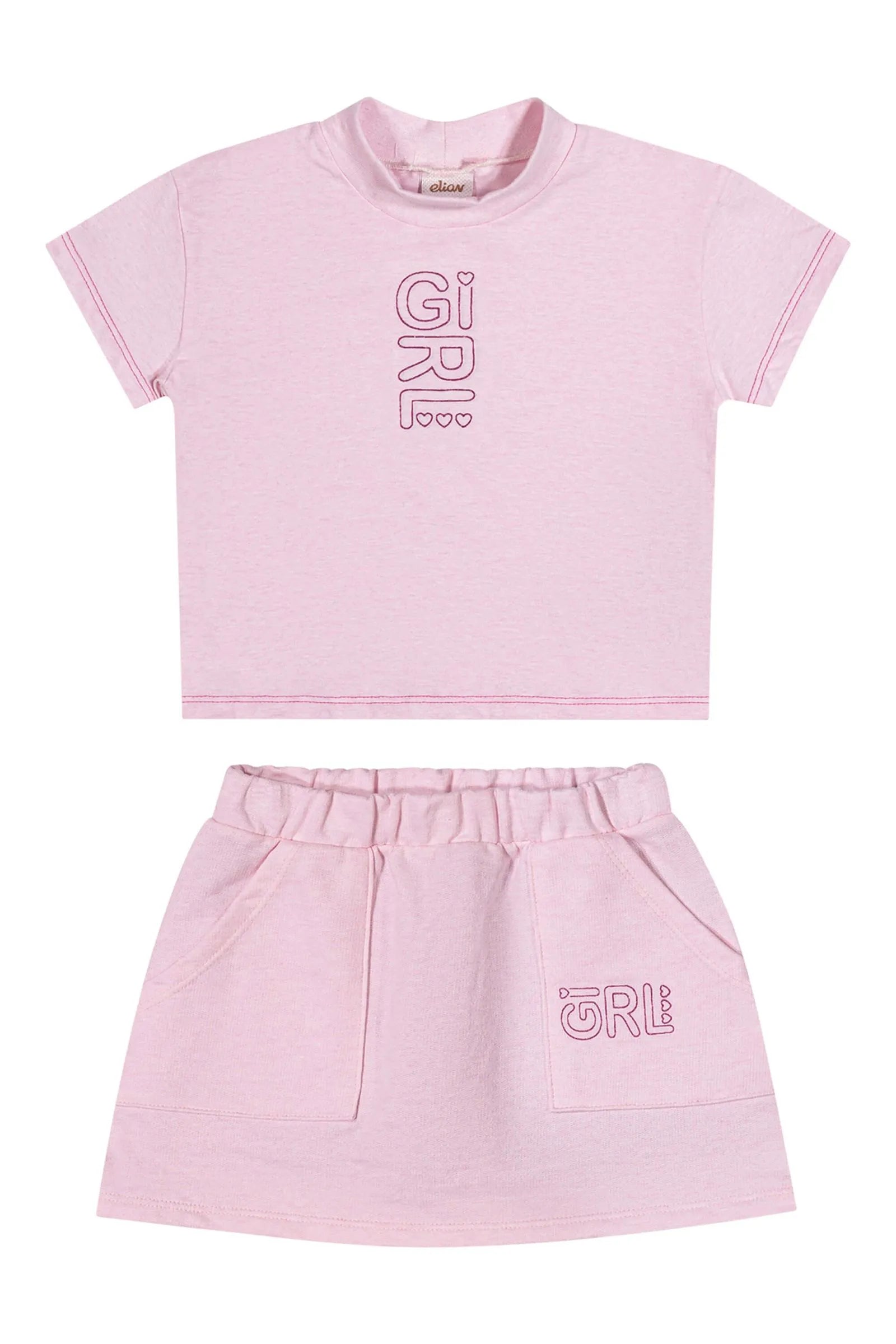 CONJ FEM BL GL ALTA GIRL E SAIA MLT ROSA CLARO