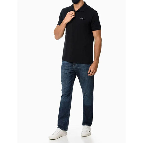 POLO CKJ MASC MC LOGO RE ISSUE PEITO PRETO
