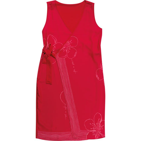 VESTIDO VISC SM TRANS C CINTO TEC EST FL VERMELHO