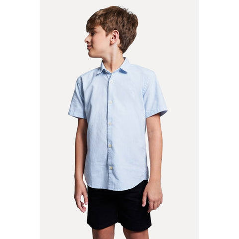 CAMISA RESERVA MINI MC PF OXFORD AZUL CLARO