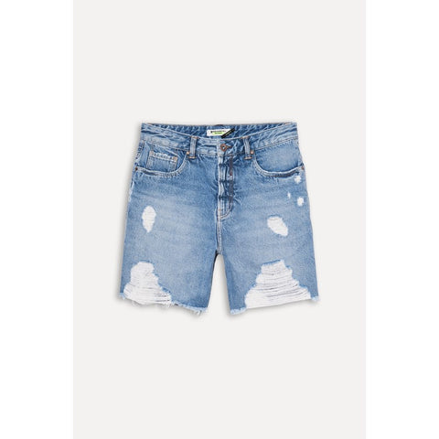 BERMUDA REVERSA FEM JEANS DESTROYED INDI INDIGO