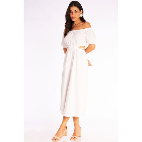 VESTIDO MIDI MC TRICOLINE DET ARGOLA E L BRANCO