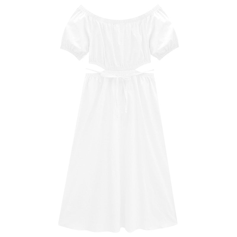 VESTIDO MIDI MC TRICOLINE DET ARGOLA E L BRANCO