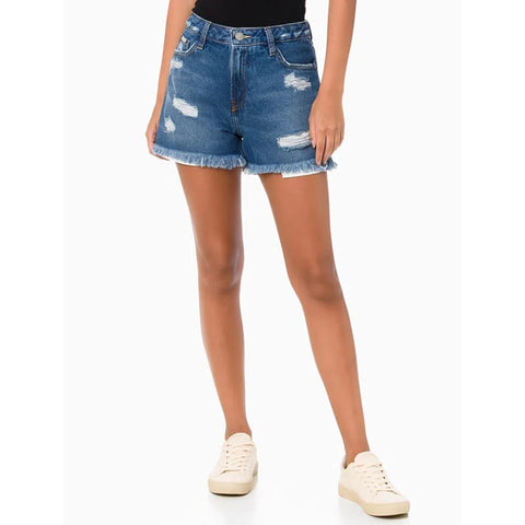 SHORTS CKJ FEM JEANS 5 POCKETS RECICKLE AZUL MEDIO