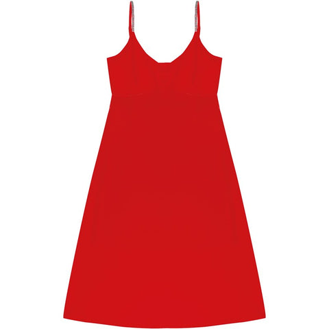 VESTIDO MIDI VISC ALCA AJUST C DET GL V VERMELHO