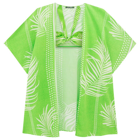 KIMONO MC E TOP VISCOSE TROPICAL VERDE VERDE