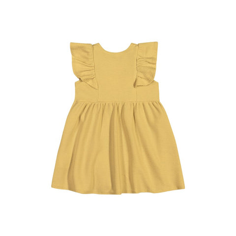 VESTIDO SM C BAB DET 3 BOT ELAST COS RIB AMARELO