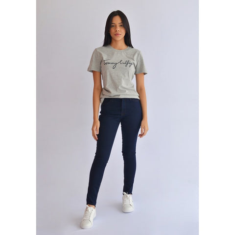 BLUSA TOMMY FEM HERITAGE CREW NECK GRAPH CINZA CLARO