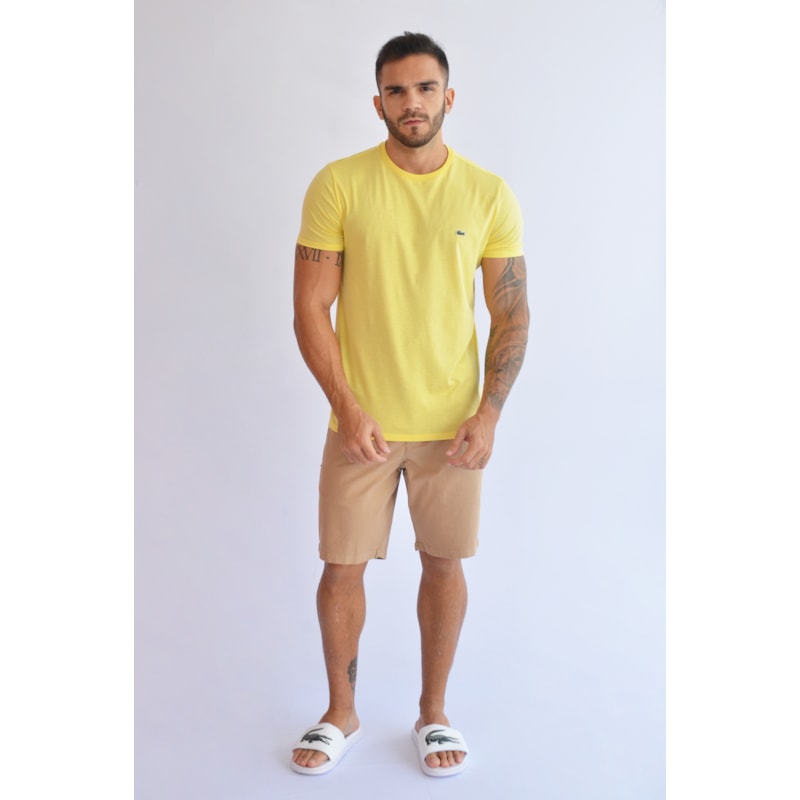 CAMISETA LACOSTE MC MASC BASICA 107 AMARELO