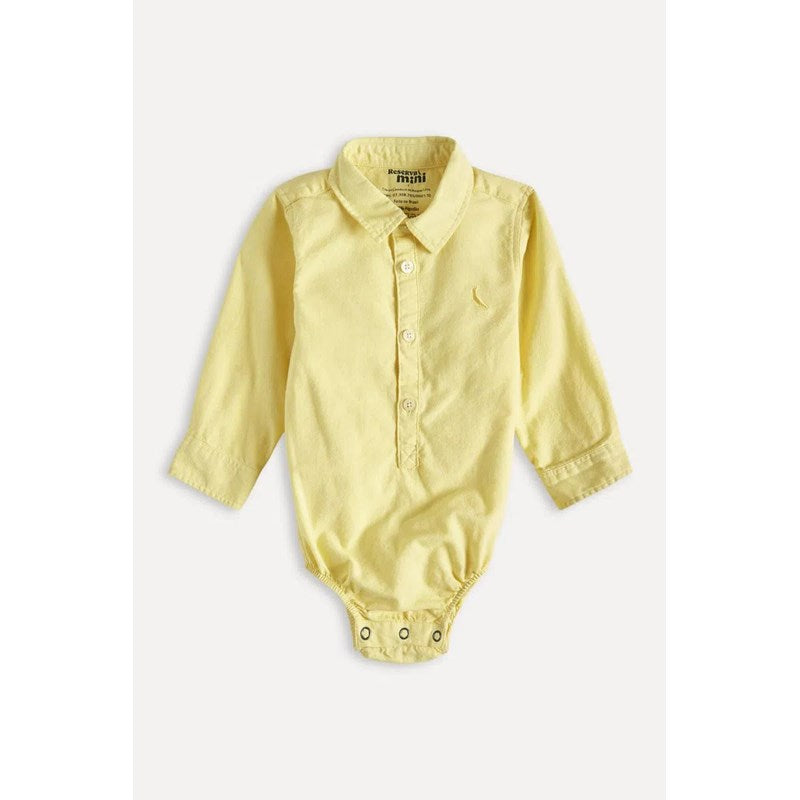 CAMISA MACAQUINHO RESERVA MINI BB ML OXF AMARELO CLARO