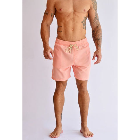 SHORT LINHO MASC LISO SALMAO