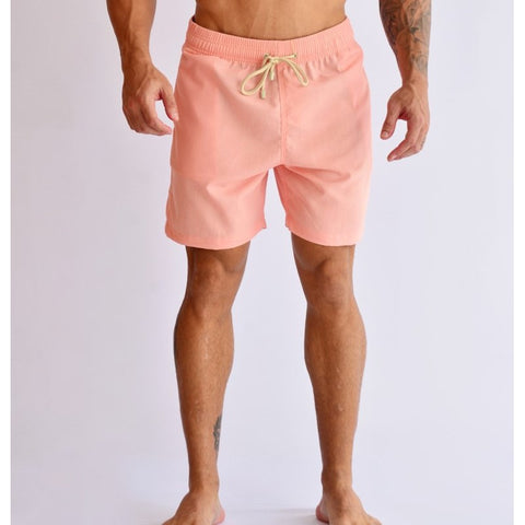 SHORT LINHO MASC LISO SALMAO