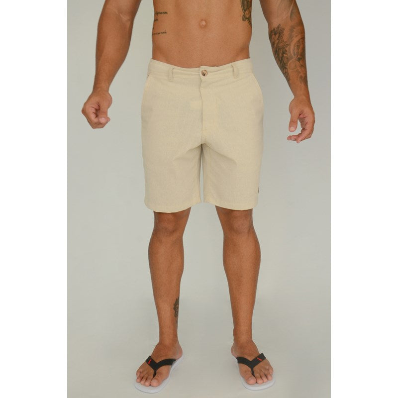 BERMUDA LINHO CASUAL MASC DOMMER CAQUI CAQUI