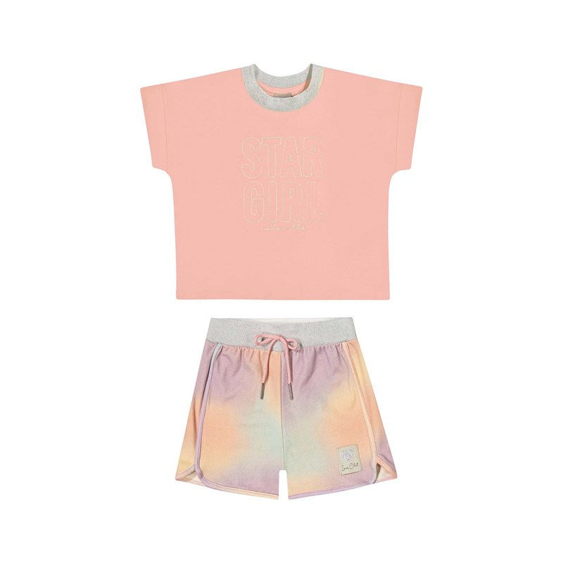 CONJUNTO FEM BL STAR GIRL ALTO E SHORT T ROSA