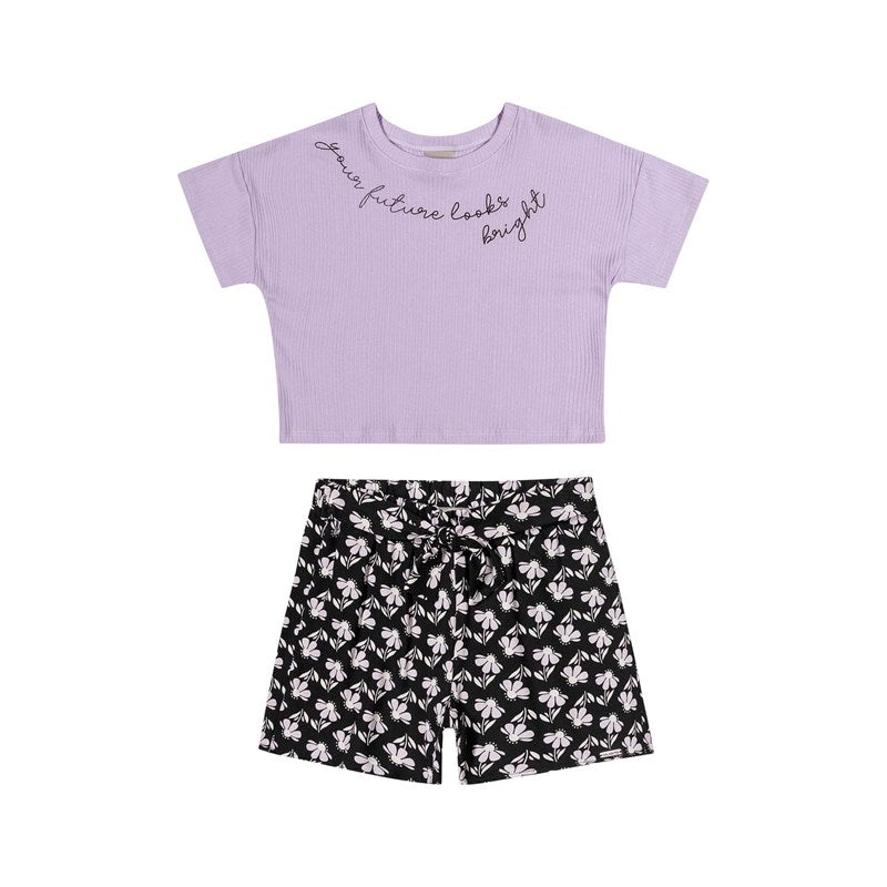 CONJUNTO FEM BL MC RIB YOUR FUTURE C SHO ROXO