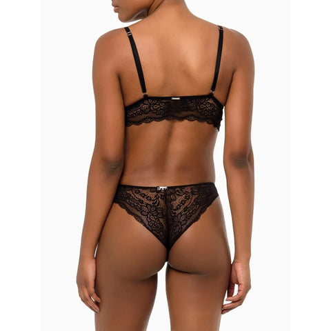 CALCINHA TANGA CKJ FEM BLACK LACE PRETO PRETO