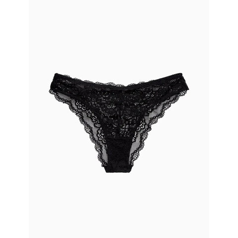 CALCINHA TANGA CKJ FEM BLACK LACE PRETO PRETO