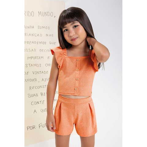 CONJUNTO FEM CROPPED ALCA BAB E SHORT LA LARANJA