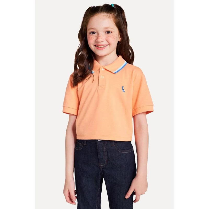 POLO RSV MINI MENINA CROPPED 3 FRISOS LA LARANJA BERGAMOTA