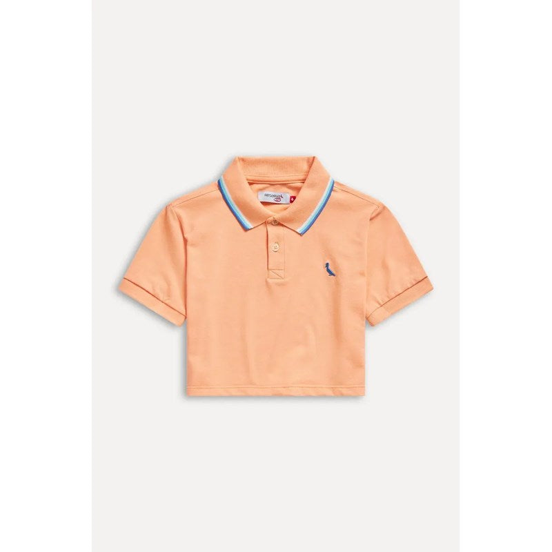 POLO RSV MINI MENINA CROPPED 3 FRISOS LA LARANJA BERGAMOTA