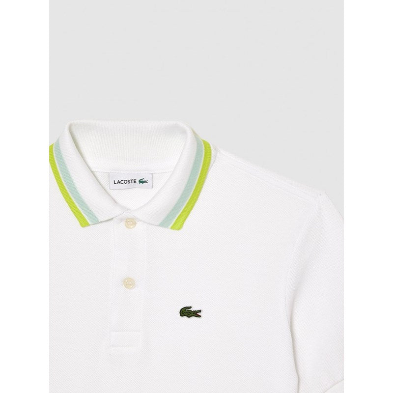 POLO LACOSTE KIDS MC MASC BASICA SBH BRA BRANCO