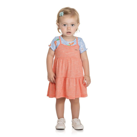 VESTIDO ALCA ELAST COS E BARRA C BL FRUT LARANJA