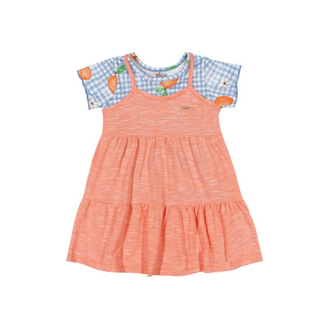 VESTIDO ALCA ELAST COS E BARRA C BL FRUT LARANJA